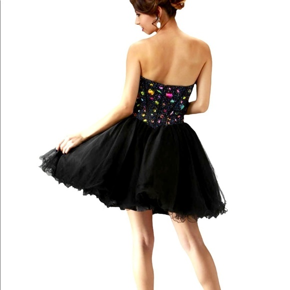 Foxy Lady Fairygoth Whemsigoth Witchy Jewel Party Mini dress SZ 8 Black - Picture 3 of 9